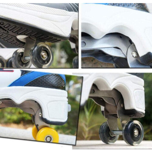 Adjustable Quad Roller Skate Boots, Multifunctional Deformation Shoes 2in1 for , LightBlack39.5 1
