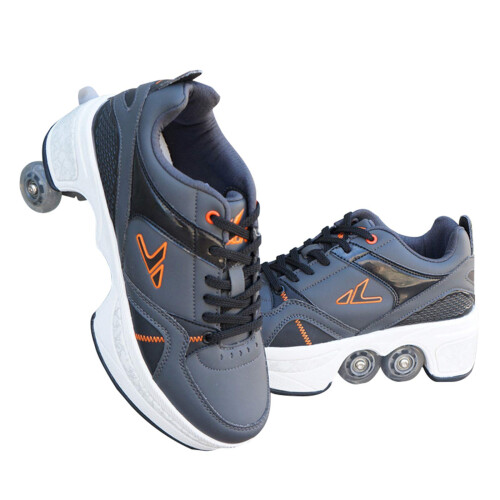 Adjustable Quad Roller Skate Boots, Multifunctional Deformation Shoes 2in1 for , LightBlack39.5
