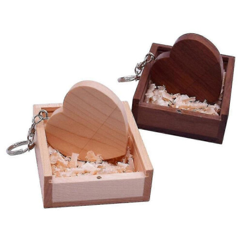 (256M, Walnut-Wood Box) Wooden Heart Usb Flash Drive 1