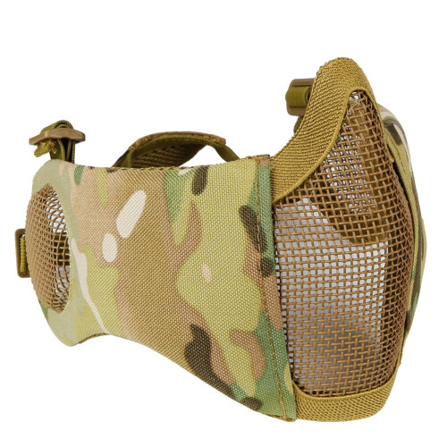 Tactical Airsoft Mask Foldable Metal Bottom Half Steel Mesh Half Face Shield Hearing Protection Cp