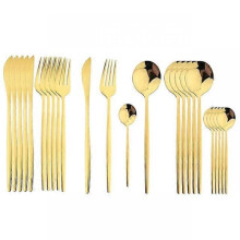 Stainless Steel Cutlery 24 Piece 4 Masters Black Gift Box Western Knife, Fork and Spoon Set