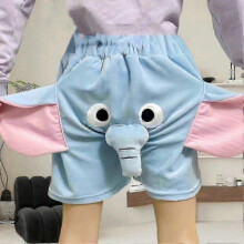 (XL, Blue) Pyjama Shorts 3d Ears Trunk Lovely Loose Casual Plush Sleepwear Men Women Pants Home Wear G