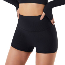 Shorts de yoga de cintura alta para mujer S negro entrenamiento
