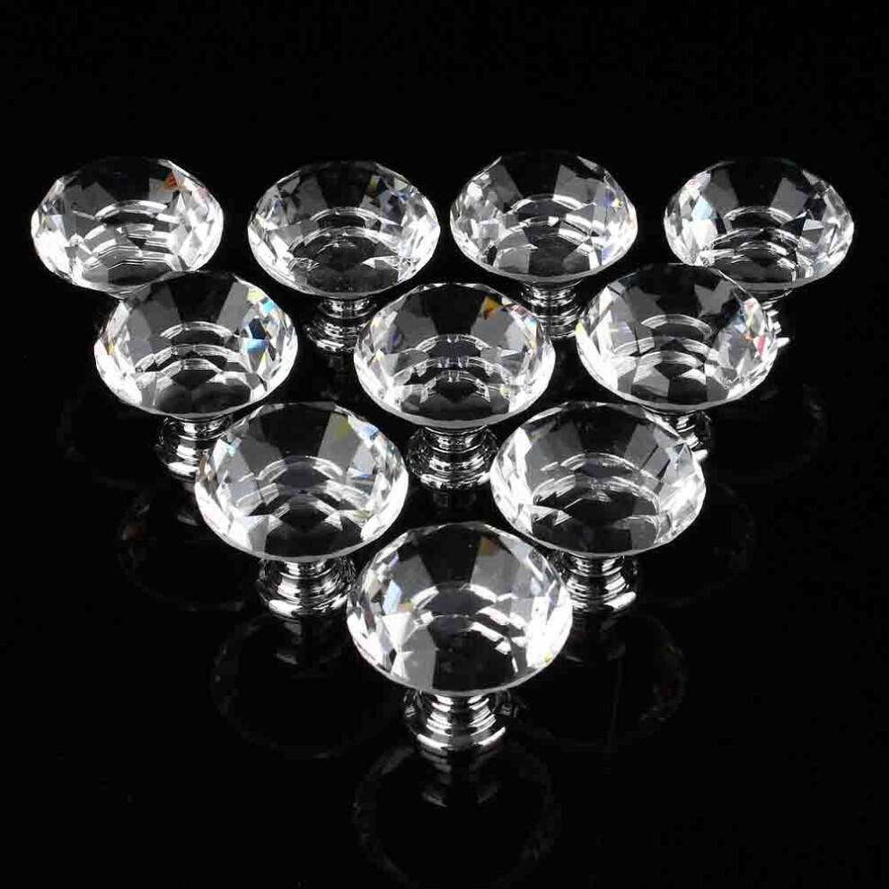 10pcs Crystal Glass Cabinet Knobs Drawer Dresser Knobs Cupboard Handles Set Of 10pcs