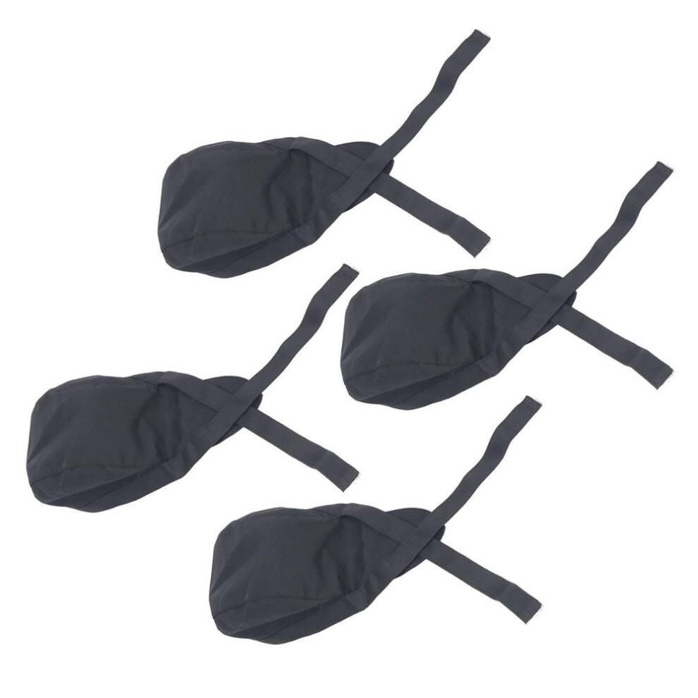 4 Pcs Unisex Chef Hats With Ties Black Cotton Comfortable Adjustable Food Service Caps For Men