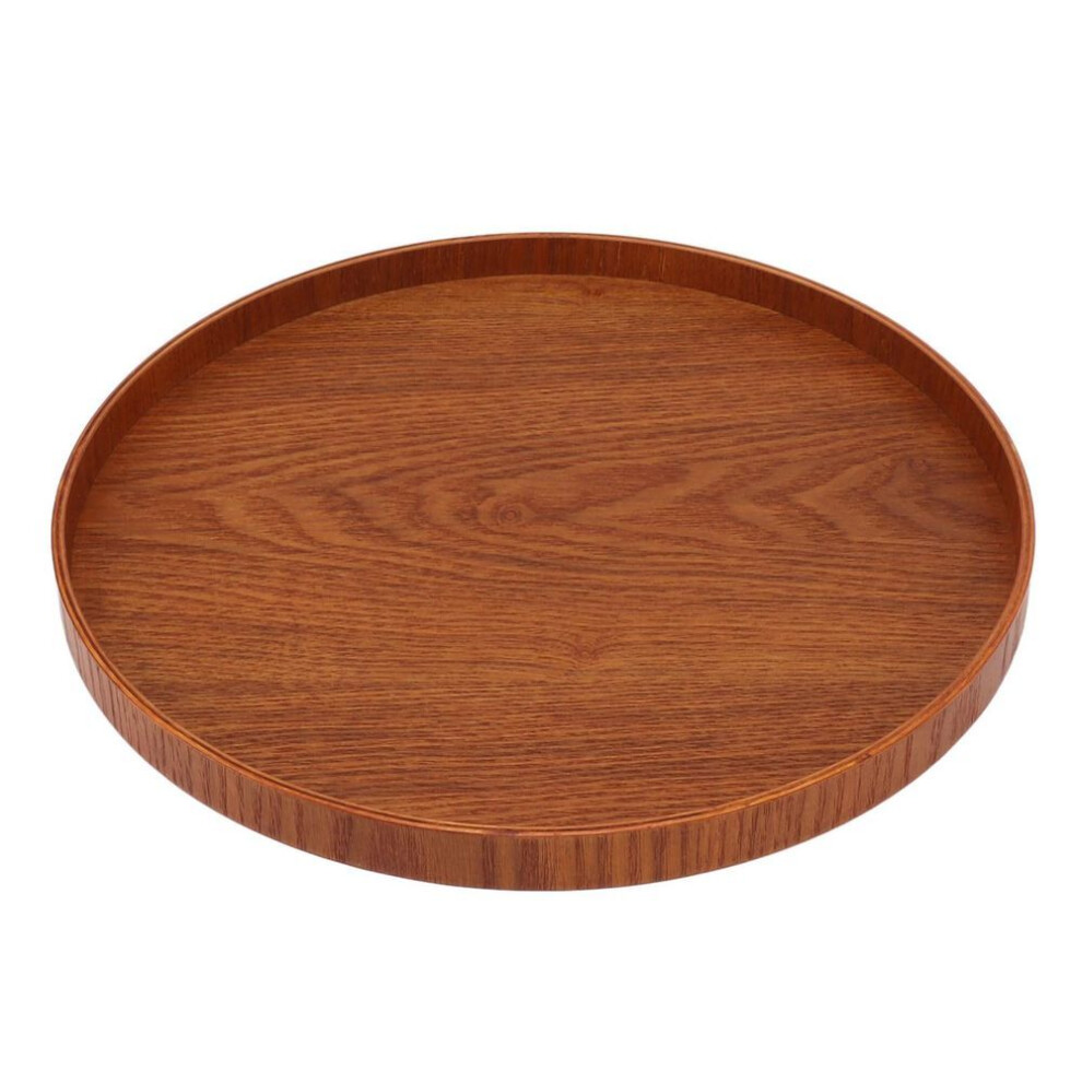Wood Serving Tray 11.8in Sturdy Wood Simple Elegant Round Multifunction Wooden Tea Tray For Cafe