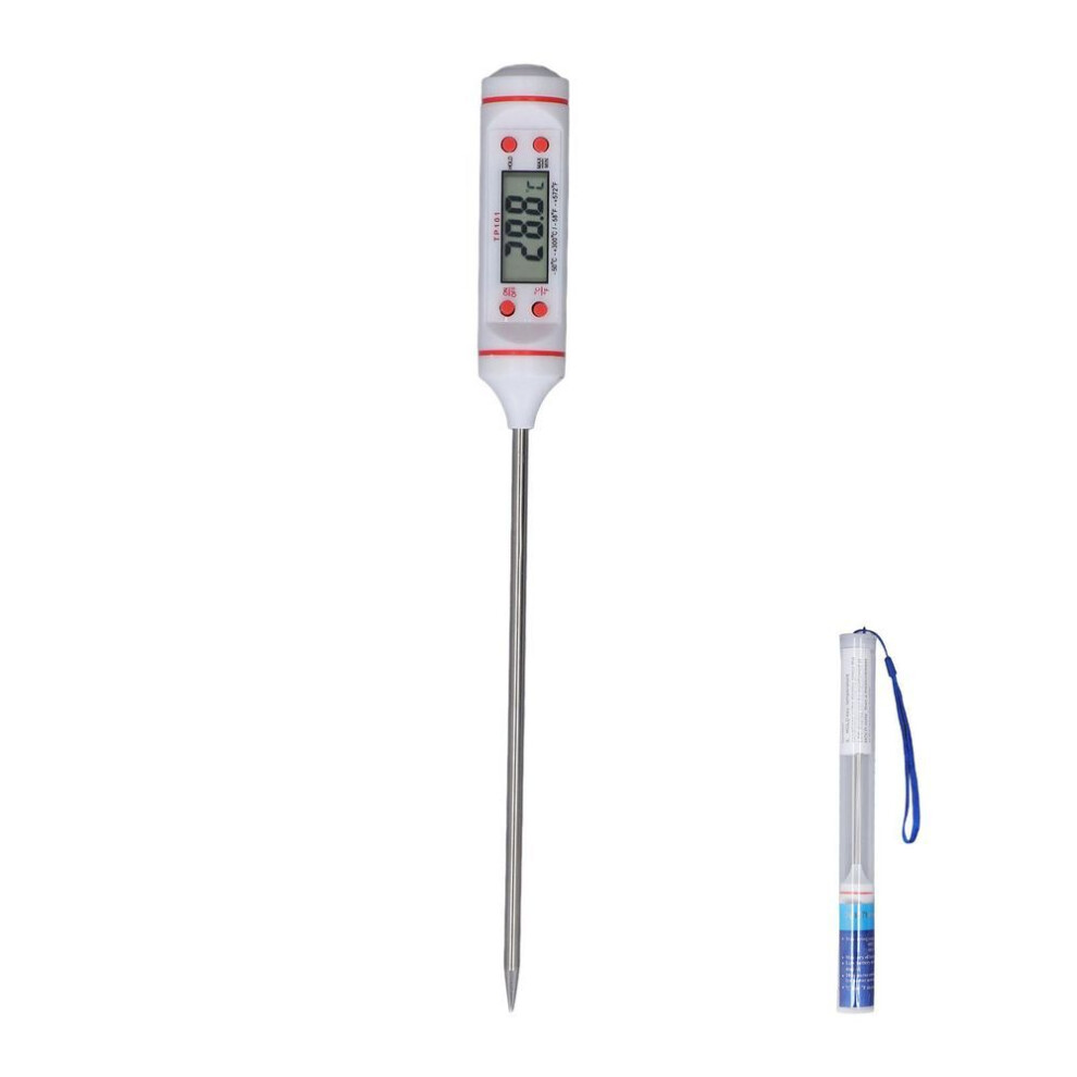 (white) Digital Meat Thermometer With Long Probe Instant Read Food Thermometer With Large Display For