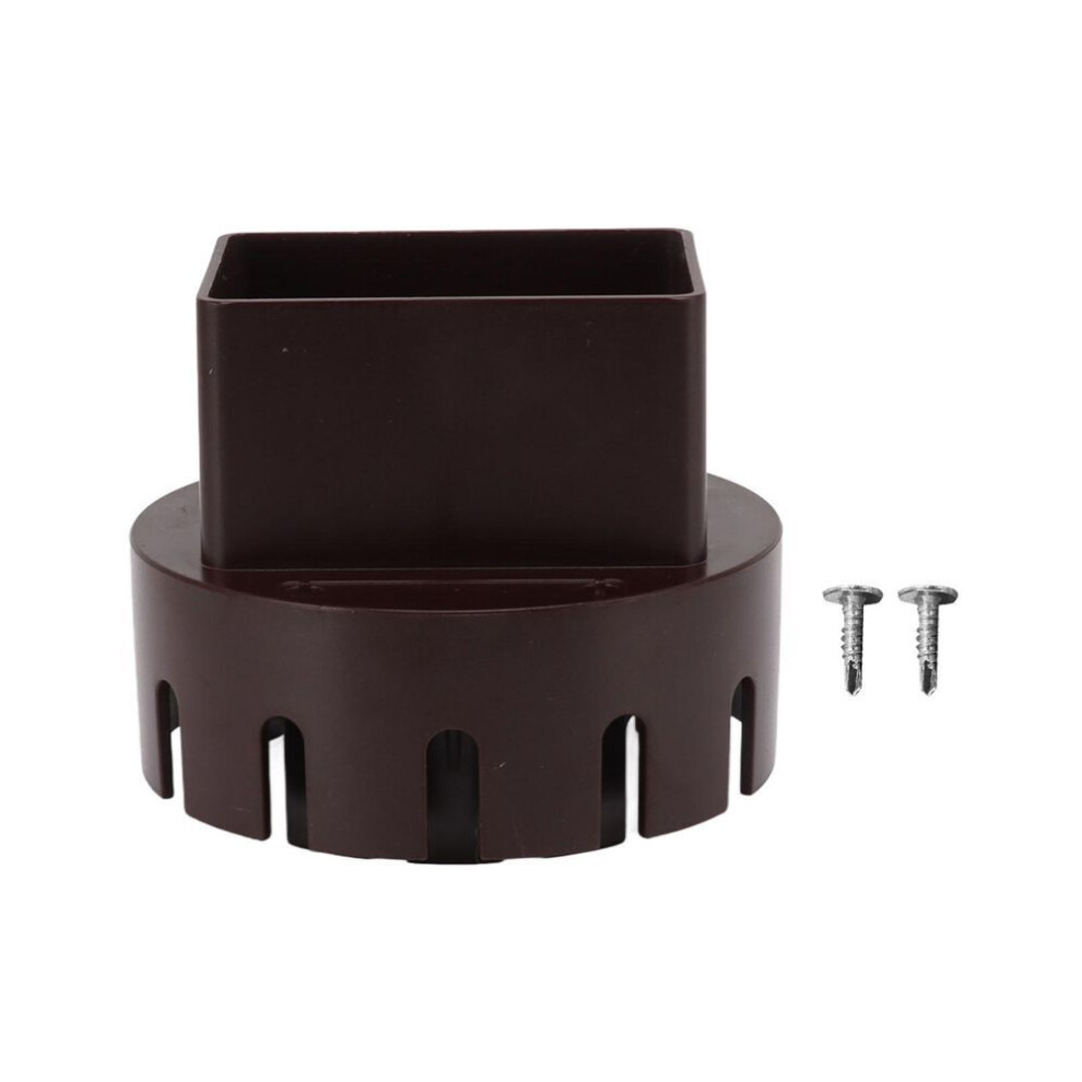 (brown, S 2x3in) Downspout Adapter Plastic Drain Adapter Replacement Downpipe Converter Connector With Screws Black