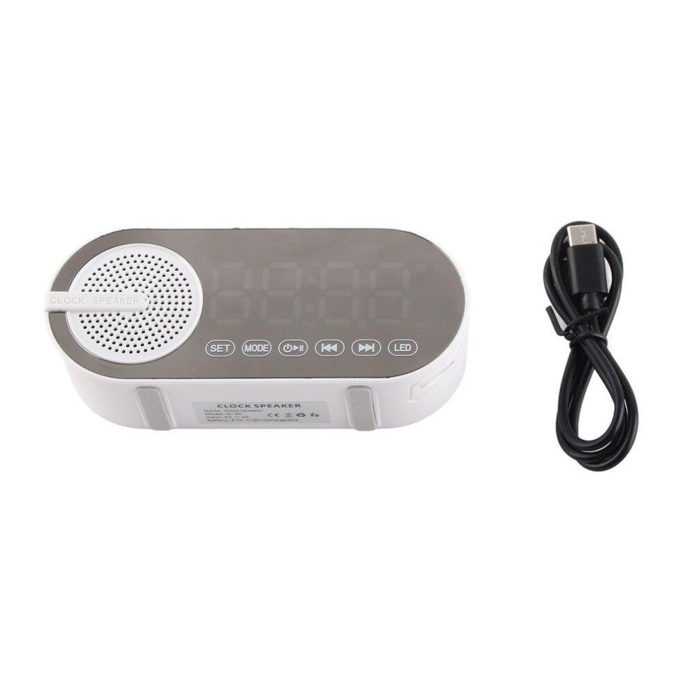 Bluetooth Speaker Dual Alarm Clock Bluetooth5.0 Mirror Clock Speaker Rechargeable Portable For
