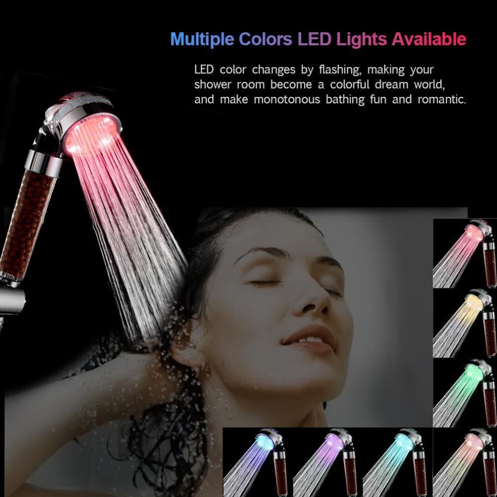 Led Hand Shower Led Shower Head Ionic Filter Multiple Colors Automatically Color-changing