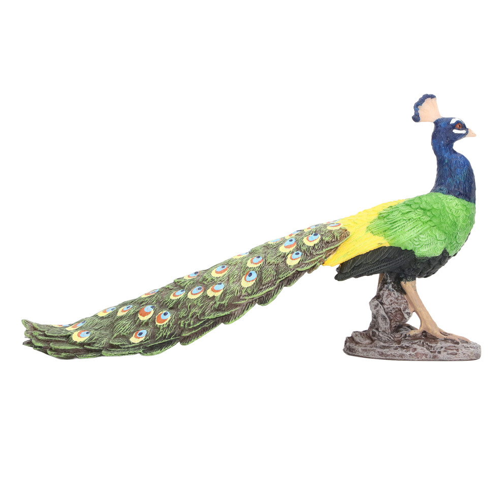 Vivid Plastic Peacock Figurine Home Decor 25.5x13.5cm Gift Art-image-OPC-PJ6CF6M-NEW