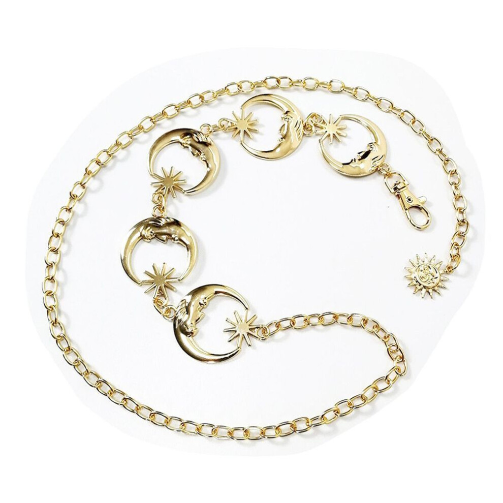 (gold) Women Fashionable Moon Metal Waist Chain Belt Modern Decorative Robust No Rust Female Waist Chain
