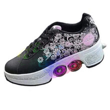2in1 sports shoes, deformation shoes, roller skating, outdoor skating, adults, blackEUR37 Black EUR37