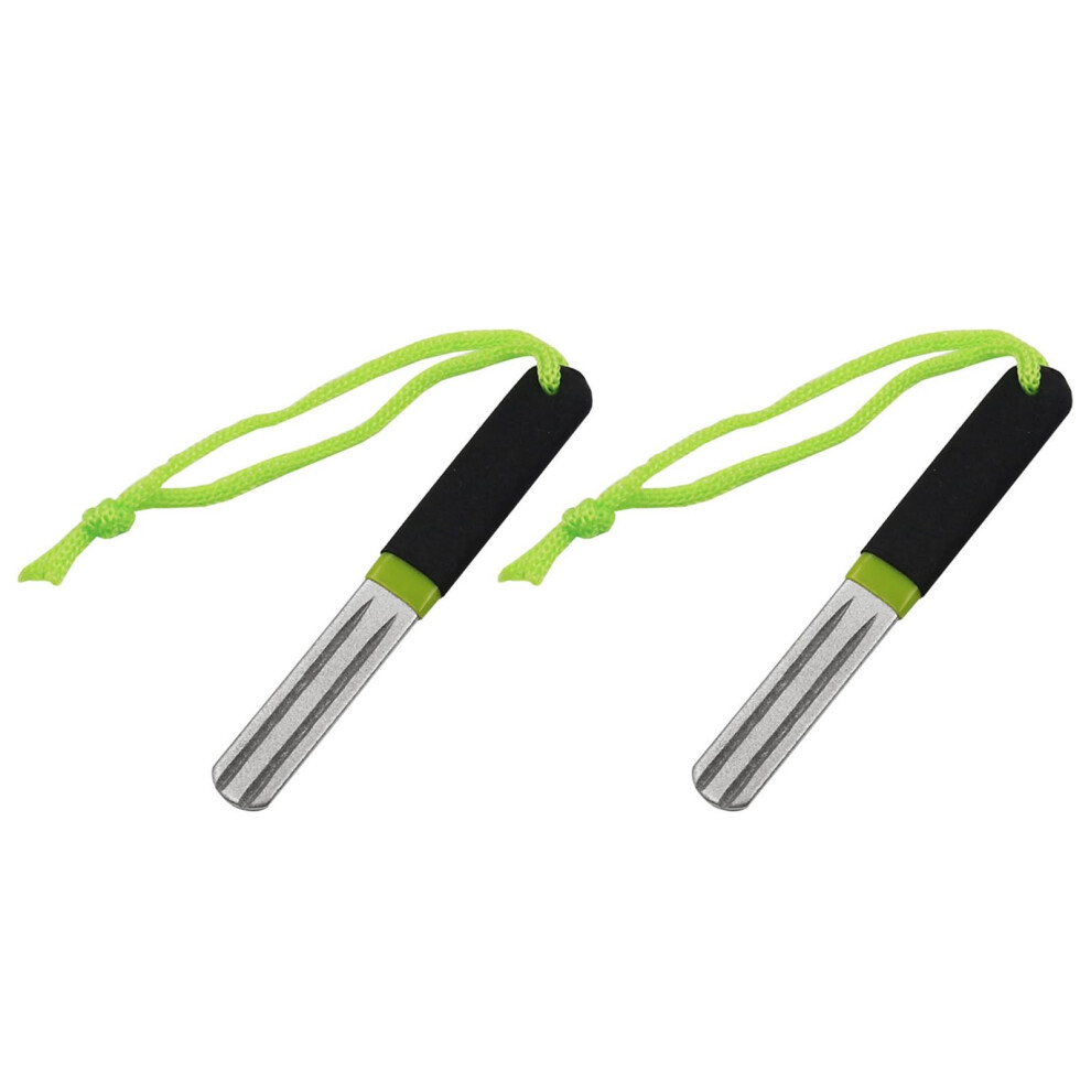 2 X Hook Sharpener, Doublesided Grit, Fish Hook, Sharpening Stone With Nonslip Handle And Hanging Strap For Hanging Green Ref: 3810 6493810403323