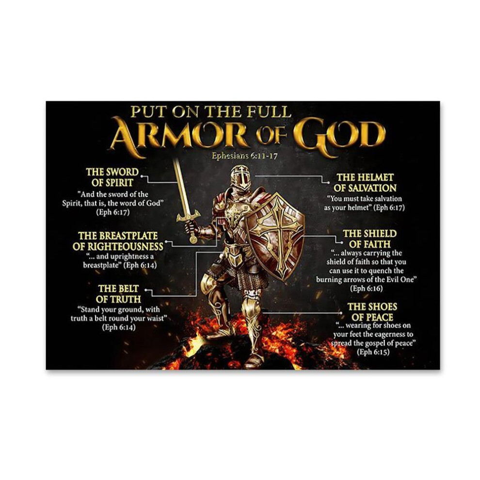 (as the picture, 21x30cm No Framed) Put On The Full Armor Of God Posters And Prints Warrior Of God Religious Jesus Christian Canvas Painting Wall Art For Home Decor