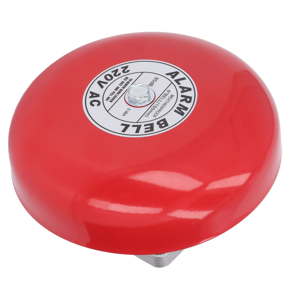 Fire Alarm Bell 6In 95Db 220V Metal Red For Home Hotel Boat 6901329324133