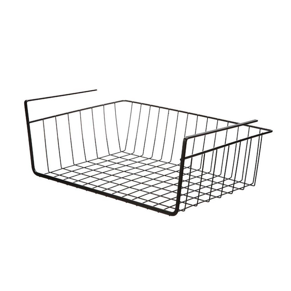 (black) Under Shelf Basket Space Saving Hanging Shelf Iron Wire Basket Under Cabinet Shelf Basket Organizer