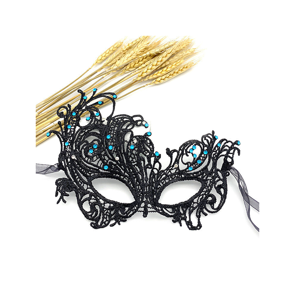 (WhiteBlue) Princess Tale Fairy Costume Mask Handmade Lace Rhinestone Supplies Mask Eye-image-OPC-PJ6CNX8-NEW