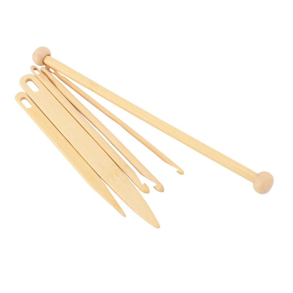 6pcs Wood Hand Loom Stick Set Wood Weaving Crochet Needle Rod Tapestry Weaving Tools For Diy Gift