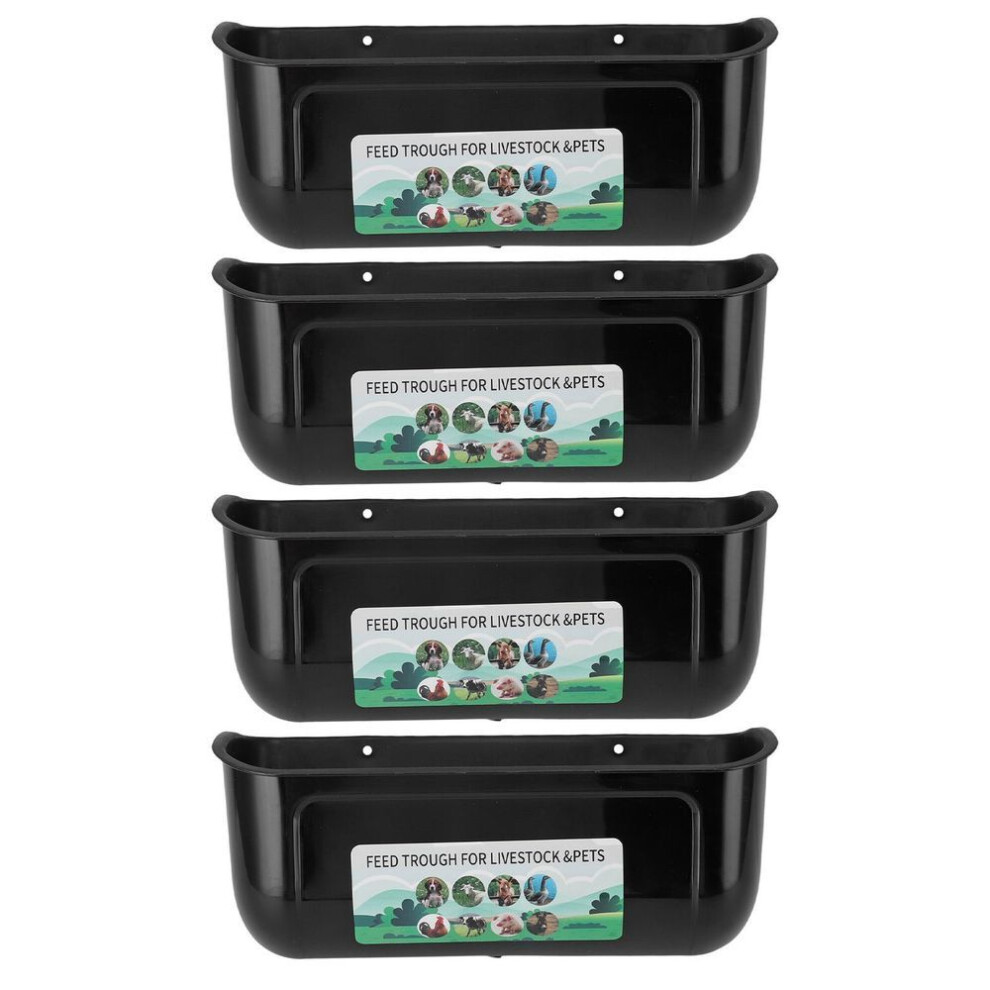 (black) 4pcs Large Chicken Feeder Feed Trough With Clips Hanging Fence Feeders For Goat Duck Goose