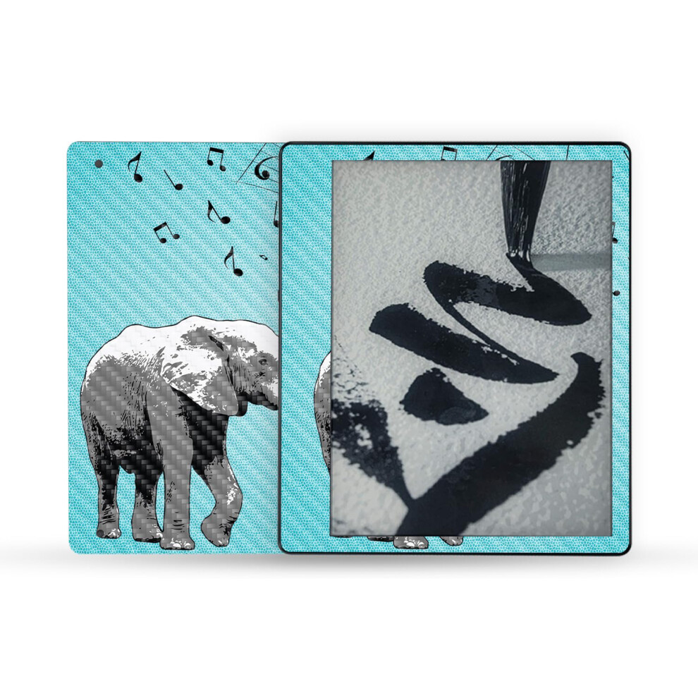 Mightyskins Carbon Fiber Skin Compatible With Amazon Kindle Scribe (2022) Full Wrap - Musical Elephant | Textured Carbon Fiber Finish | Easy To Apply 197560695156