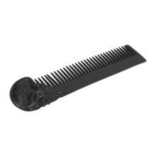 Peine para barba de acero inoxidable con mango en forma de calavera negro