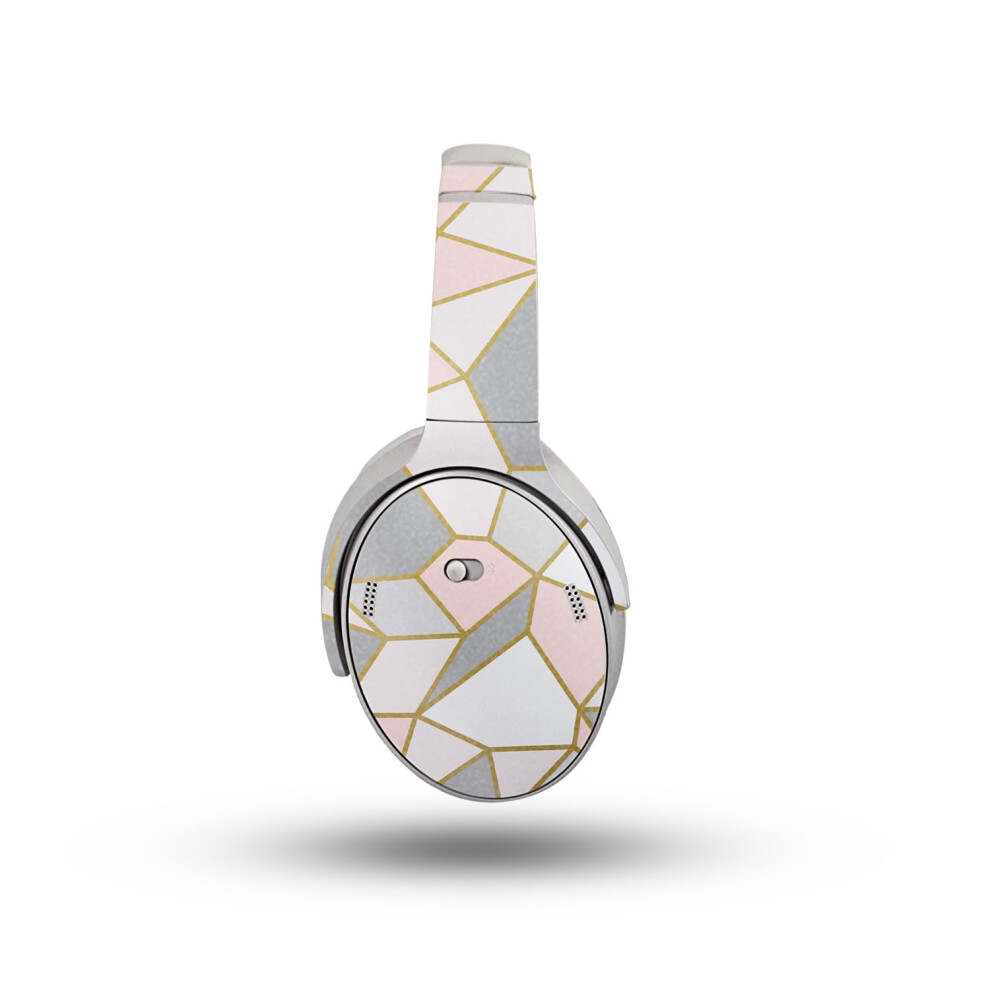 Glossy Glitter Headphone Skin Compatible With Bose Quietcomfort Headphones (2023) - Rose Polygon - Premium 3M Vinyl Protective Wrap Decal Cover - Gold 198164724495