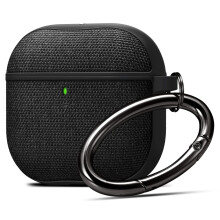 Spigen Urban Fit Ontworpen voor AirPods 4 Cas (2024) Premium stoffen hoes met karabijnhaak sleutelhanger - Zwart