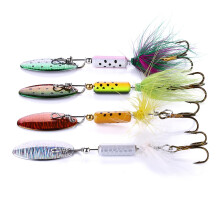 4pcs Trout Fishing Spoon Lures Fishing Spinner Metal Hard Bait with Hook Sequin Bait Wobbler