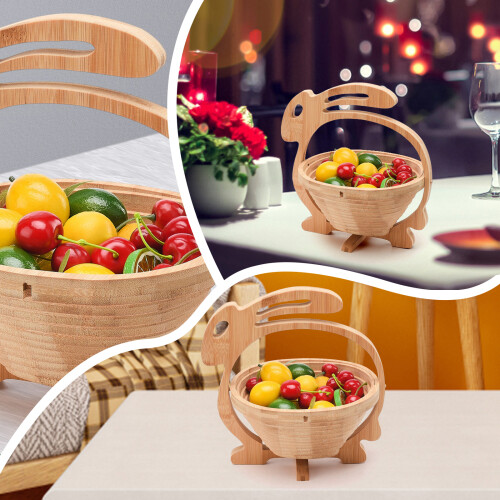Cesta plegable de frutas de bambú 30272cm Madera 650g 2