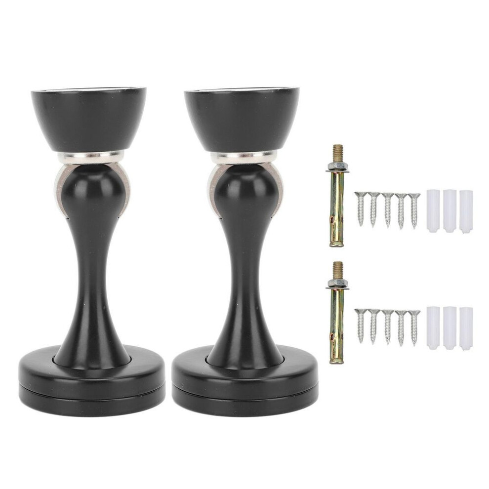 2pcs Magnetic Door Stopper Black Door Catch Zinc Alloy Anti Scratch Easy Installation Door Stop For