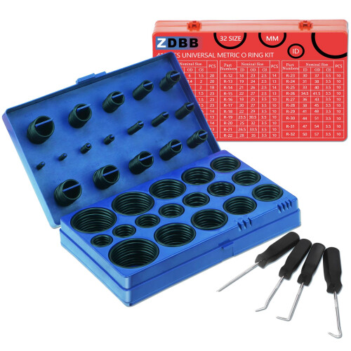 ZDBB 826 Pcs Kit de sortimento de anis de vedao de borracha universal em polegadas padro SAE O-Rings e conjunto de anis de vedao mtricos