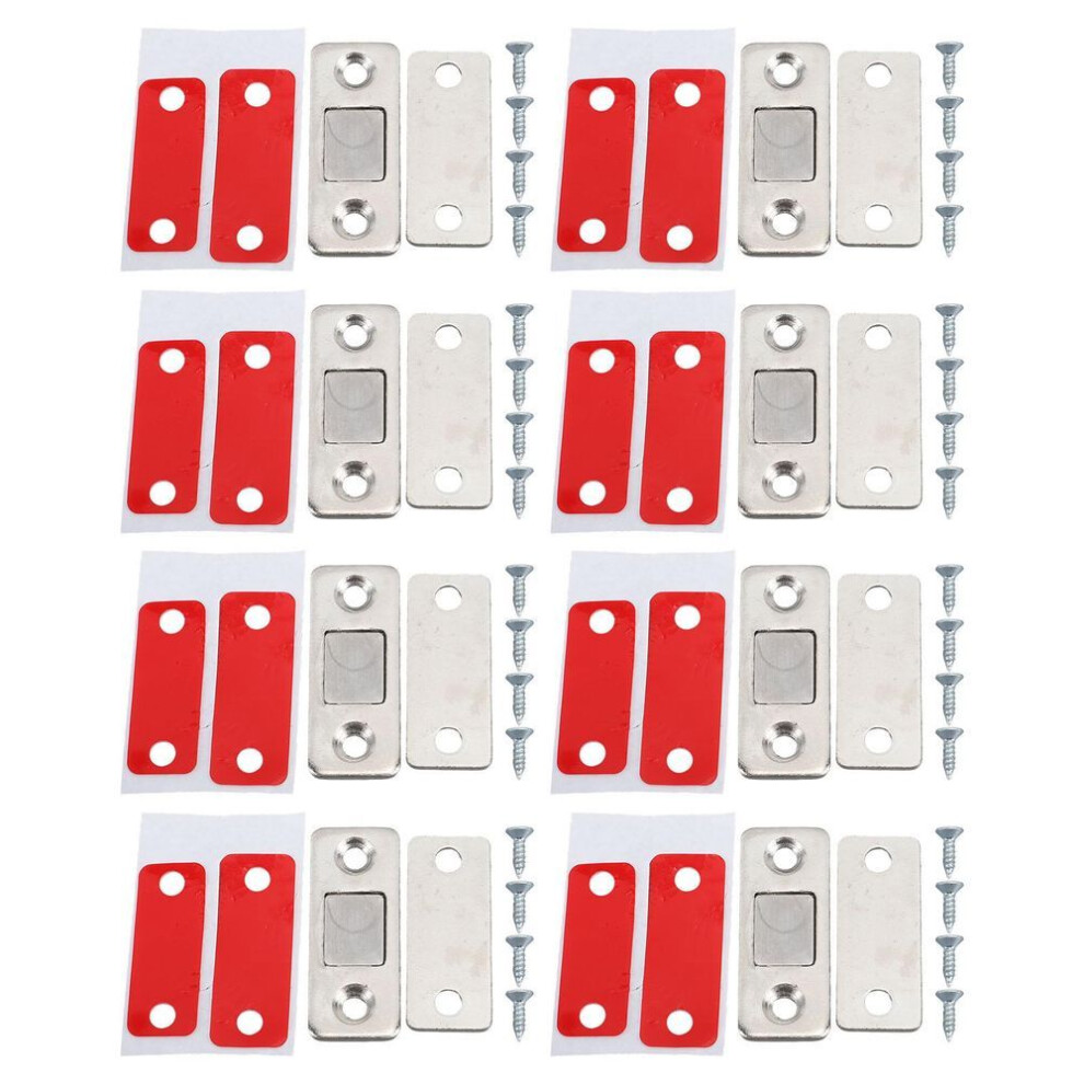8 Pack Magnetic Door Catch Ultra Thin Door Latch Adhesive Stainless Steel 2 Way Installation