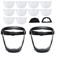 BFhongly Plastic Face Shield (2 Pack) Full Safety Face Protection Equipment with for Unisex and Adult  Reusable No Fogging Transparent Face Shield wit