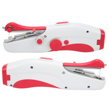 Portable Handheld Sewing Machine Mini Double Needle DIY Red, 24.5x7cm