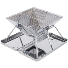 Campfire Pit, Folding Fire Pits with Grill, Wood Burning Stove Outdoor Camping Table Top with Grill Grate Cover Mat