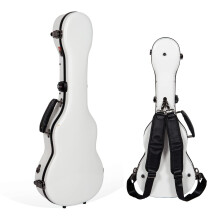 Case in fibra di vetro Crossrock per ukulele baritono con spalline rimovibili e bianco blocco bianco (CRF2020BUWT)