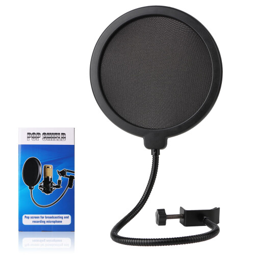 Professional Microphone Pop Filter Shield Mic Wind Mask Shield Screen with Blue Yeti and Any Other Microphone  Dual Layered Wind Pop Screen With
