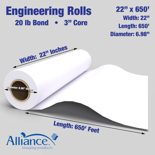 Alleanza Wide Format Rolls Rolls Bond Engineering (20lb | 2 rotoli 22 in x 650 ft | 3 """" core) 2