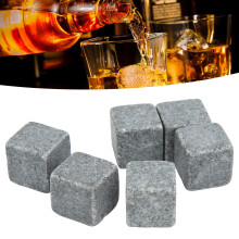 Granit Whiskey-Eiswürfel 2 cm - Halten Sie Ihre Getränke kühl mit Beutel aus Flanell, 6 Stück