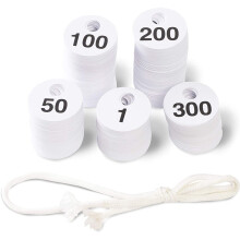 2 Sets mit runden nummerierten Etiketten 1-300 doppelseitige Garderobenmarken aus Kunststoff (insgesamt 1,7 Zoll, 600 St   ck)     Garderobenetikette
