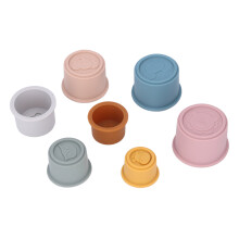 Set da 7 bicchieri impilabili in silicone colorato a tema animali per bambini, giocattoli per neonati