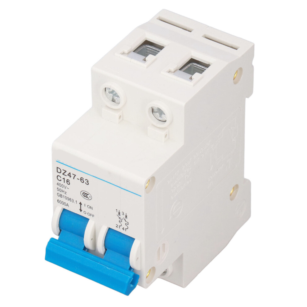 2P 16A Mini Circuit Breaker Residual Current Isolator Din Rail 6000A 4671329348201
