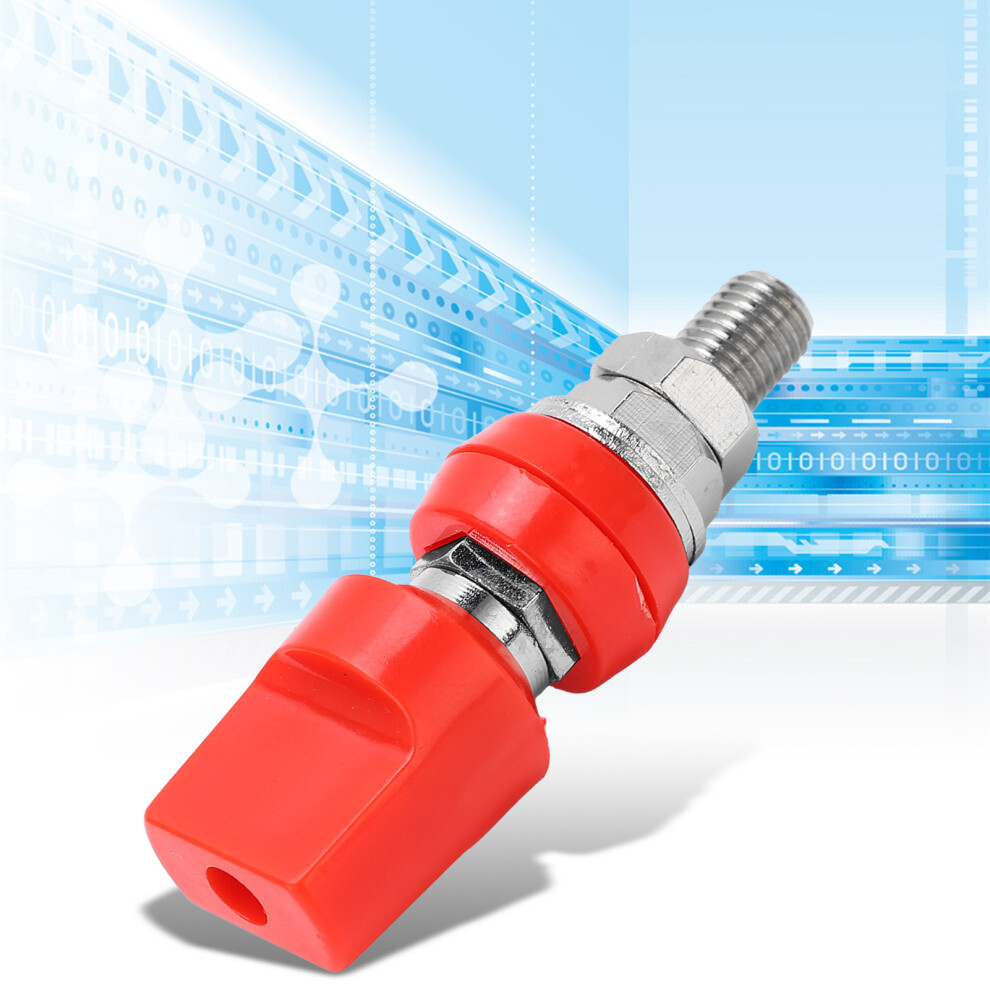 High Current 100A M8 Copper Abs Terminal Block Red 4Mm Flat Cover 6941329351470