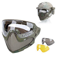 Airsoft Paintball Hunting Dual Mode Tactical Gear Upgrade Steel Mesh Half Mask Military War Game Protective Mask/Cp/21.517.514.5cm