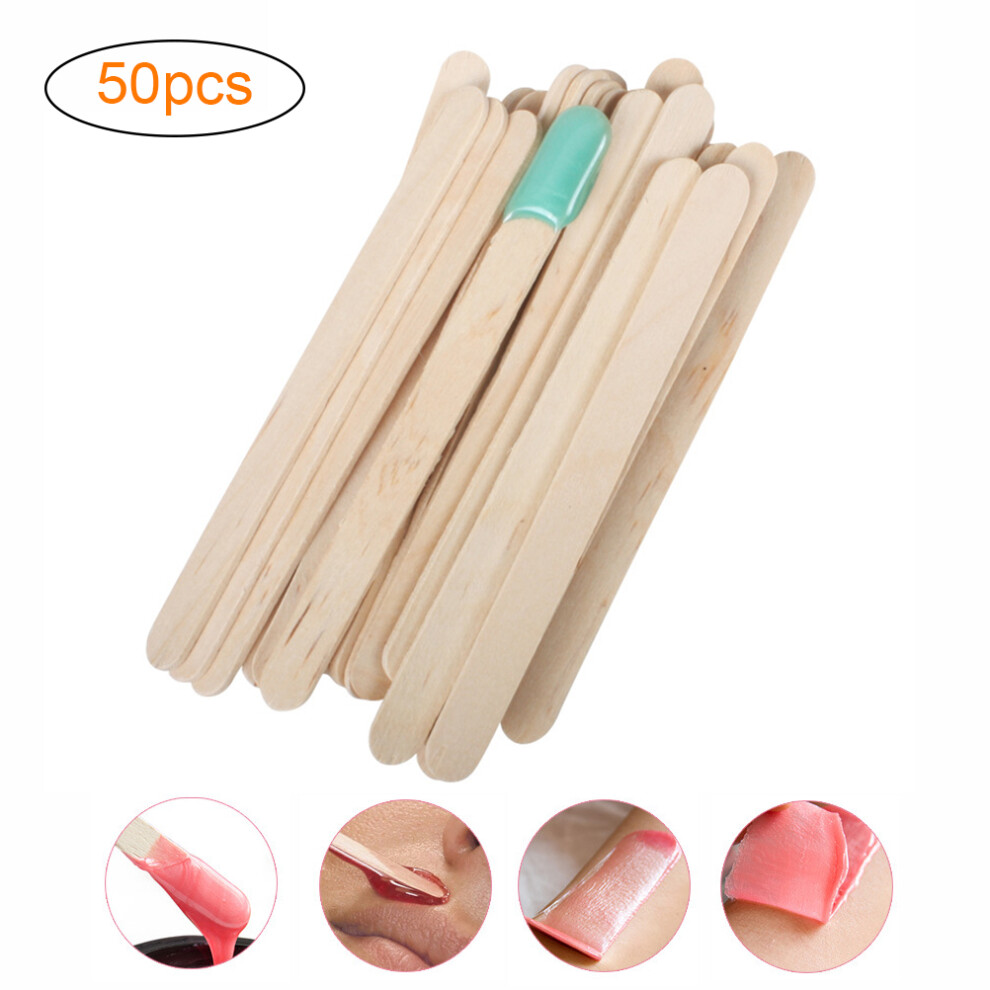 50PCS Wooden Waxing Wax Spatulas Hair Removal Applicators for Facial, Body