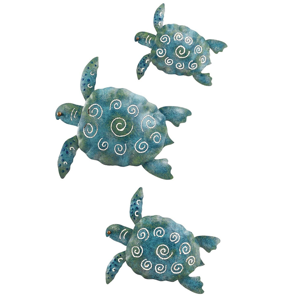 Art Et Cadeau Regal S599 Ensemble De D Coration Murale De Tortue De Mer De 3 Bleu / Vert-image