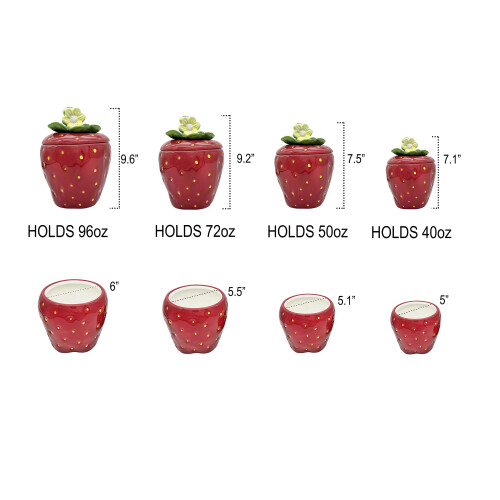 Conjunto de 4 Canisters em Forma de Morango, 83501 por ACK 2