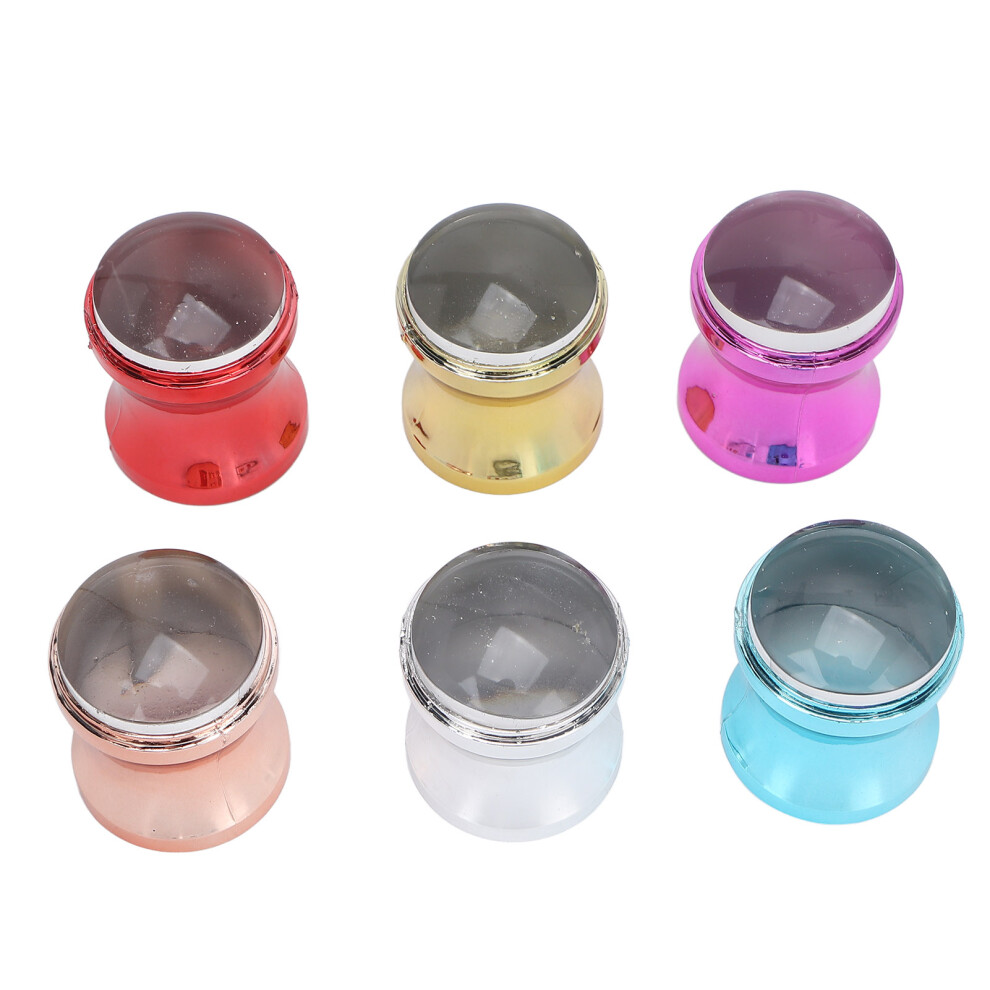 Gold/Red 6Pcs Transparent Silicone Nail Art Stamper Set For Diy Manicure In 6 Colors