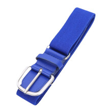 Elastic baseball waist belt for teenagers, stretchable, softball waistband, fashionable, decorative metal buckle band blue